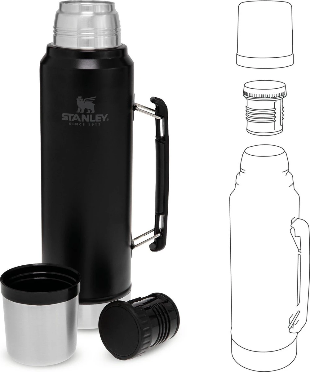 Stanley The Legendary Classic Bottle 1,00L - Thermosfles - Matte Black 11 Stanley The Legendary Classic Bottle 1,00L - Thermosfles - Matte Black - Afbeelding 9