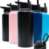 Thermosfles - Onyx Black - 1 Liter - Extra Dop Met Rietje & Drinktuit - Thermosflessen - Isoleerfles - BPA Vrij - Lekvrij - Thermoskan - Isoleerbeker - Thermosbeker -Buiten Kamperen 1060x1200 2