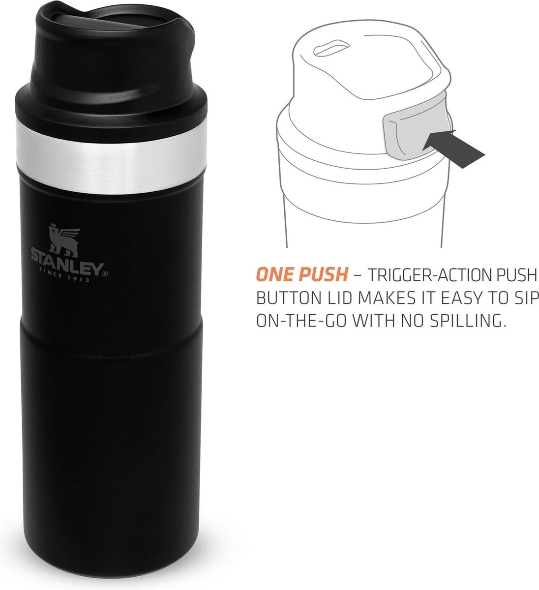 Stanley Trigger-Action Travel Mug 0.35L - Thermosfles - Matt Black 16 Stanley Trigger-Action Travel Mug 0.35L - Thermosfles - Matt Black - Afbeelding 14