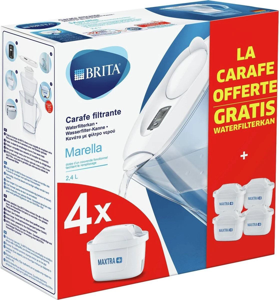 BRITA Waterfilterbundel Marella Cool White + 4 MAXTRA+ Filterpatronen 3 BRITA Waterfilterbundel Marella Cool White + 4 MAXTRA+ Filterpatronen
