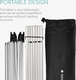 Navaris Campingtafel - Inklapbaar Campingtafeltje Van Aluminium - Opvouwbare Tafel Inclusief Draagtas - Picknicktafel - Zilver 17 Navaris Campingtafel - Inklapbaar Campingtafeltje Van Aluminium - Opvouwbare Tafel Inclusief Draagtas - Picknicktafel - Zilver -Buiten Kamperen 1154x1200