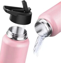 Thermosfles - Pastel Pink - 1 Liter - Extra Dop Met Rietje & Drinktuit - Thermosflessen - Isoleerfles - BPA Vrij - Lekvrij - Thermosfles 1 Liter - Isoleerfles 1 Liter - Thermoskan - Isoleerbeker - Thermosbeker -Buiten Kamperen 1156x1200 9
