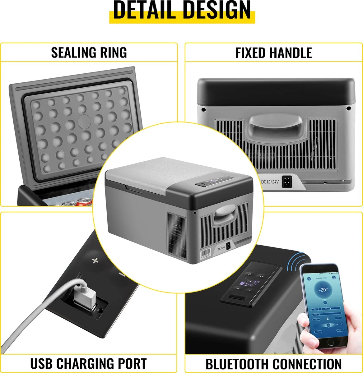 VEVOR - Coolbox - Koelbox 15L - Elektrische Coolbox - Draagbare Mini Koelkast - Draagbare Auto Vriezer 12/24Volt 5 VEVOR - Coolbox - Koelbox 15L - Elektrische Coolbox - Draagbare Mini Koelkast - Draagbare Auto Vriezer 12/24Volt - Afbeelding 3