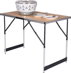 Kamyra® Campingtafel Inklapbaar - Kampeertafel, Partytafel - Opvouwbaar, Lichtgewicht & In Hoogte Verstelbaar - Aluminium/Hout -Buiten Kamperen 1169x1200 1