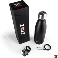 ZEUZ® Premium RVS Thermosfles & Drinkfles - Isoleerfles – Waterfles Met Rietje - BPA Vrij – 500 Ml - Mat Zwart 13 ZEUZ® Premium RVS Thermosfles & Drinkfles - Isoleerfles – Waterfles Met Rietje - BPA Vrij – 500 Ml - Mat Zwart -Buiten Kamperen 1190x1200 14