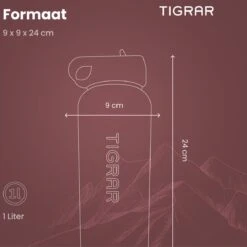Tigrar - Waterfles Met Rietje - Drinkfles 1 Liter - Thermosfles - RVS - Rood - Incl. Extra Dop, 3 Rietjes En Reiniger -Buiten Kamperen 1198x1200 14