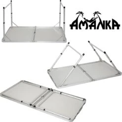 Aluminium Kampeertafel 120x60cm - Campingtafel Inklapbaar - 3-voudig Verstelbare Vouwtafel Antraciet -Buiten Kamperen 1198x1200 3