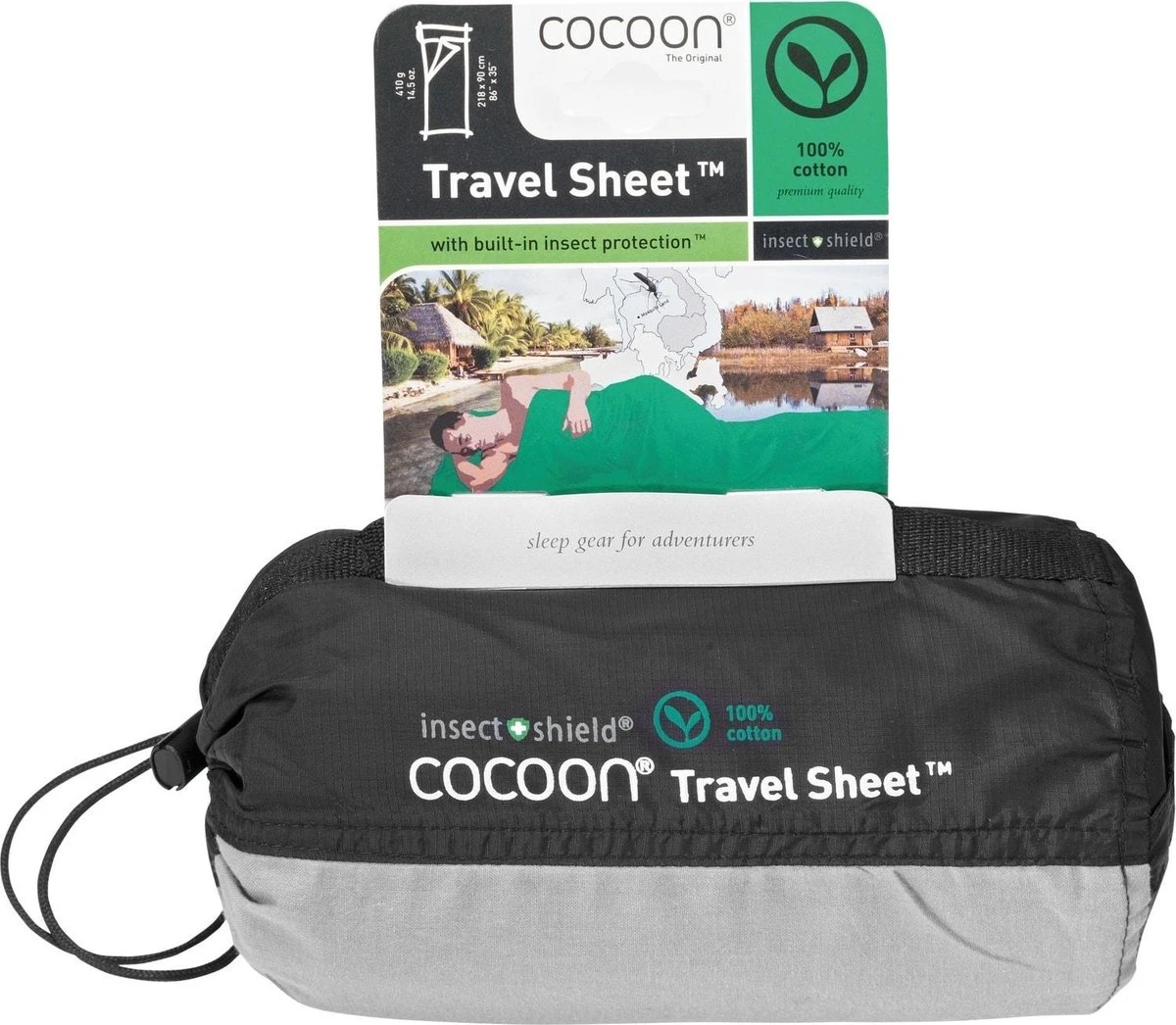 Cocoon Travelsheet InsectShield 100% Katoen - Safari Grey 3 Cocoon Travelsheet InsectShield 100% Katoen - Safari Grey