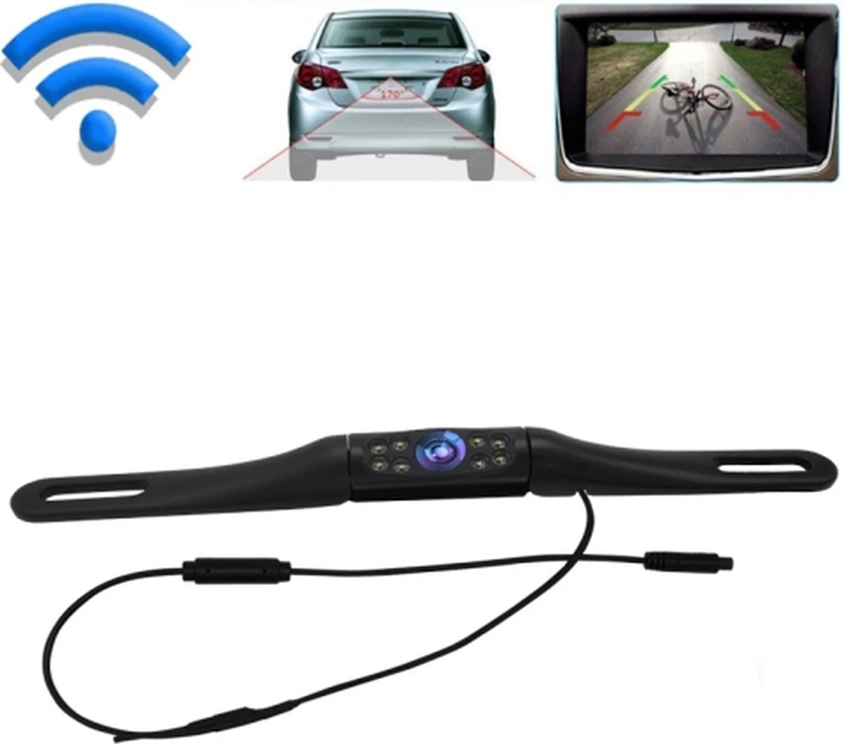 Merkloos Kentekenplaat Frame WiFi Draadloze Auto Achteruitrijcamera Groothoek Starlight Nachtzichtcamera 3 Merkloos Kentekenplaat Frame WiFi Draadloze Auto Achteruitrijcamera Groothoek Starlight Nachtzichtcamera