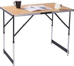 Kamyra® Campingtafel Inklapbaar - Kampeertafel, Partytafel - Opvouwbaar, Lichtgewicht & In Hoogte Verstelbaar - Aluminium/Hout -Buiten Kamperen 1200x1066