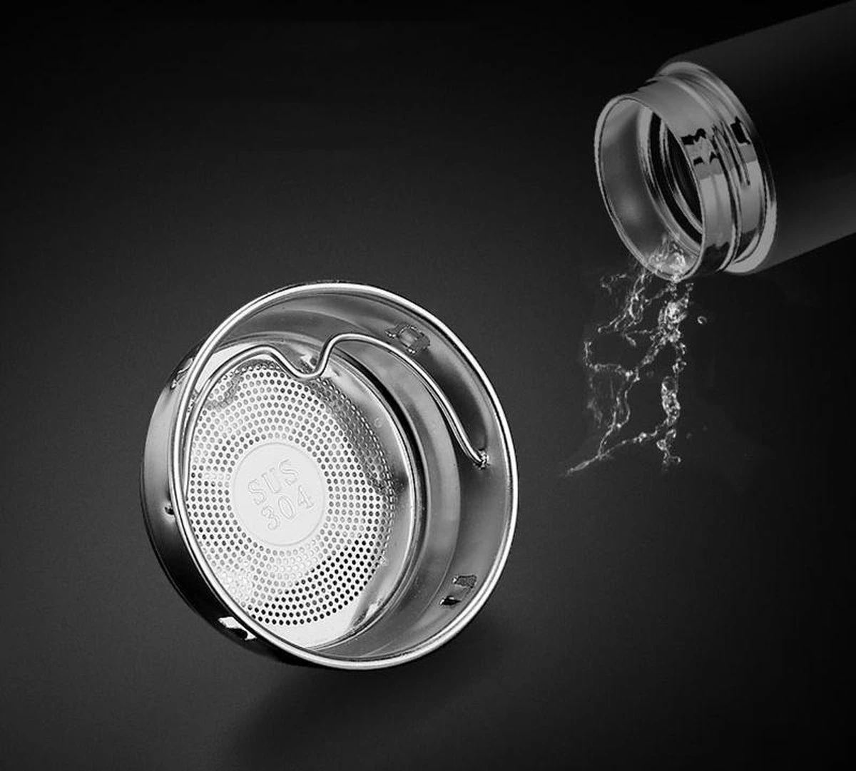 Thermosfles 500 Ml - Met Thee Filter - Mat Zwart 5 Thermosfles 500 Ml - Met Thee Filter - Mat Zwart - Afbeelding 3