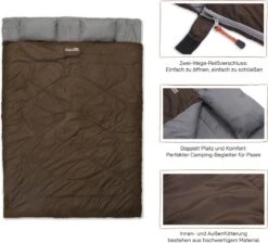 Where Tomorrow Double Slaapzak 220 X 150 Cm Diverse Kleuren - Bruin -Buiten Kamperen 1200x1090