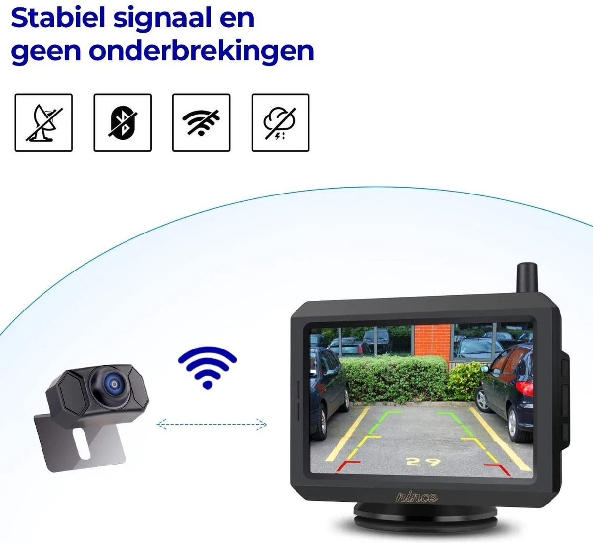Nince ARC1 Draadloze Achteruitrijcamera Draadloos 2022 Model - 5 Inch Digitale Achteruit Rijcamera Met IR Nachtzicht - 2 Kanaals 5 Nince ARC1 Draadloze Achteruitrijcamera Draadloos 2022 Model - 5 Inch Digitale Achteruit Rijcamera Met IR Nachtzicht - 2 Kanaals - Afbeelding 3