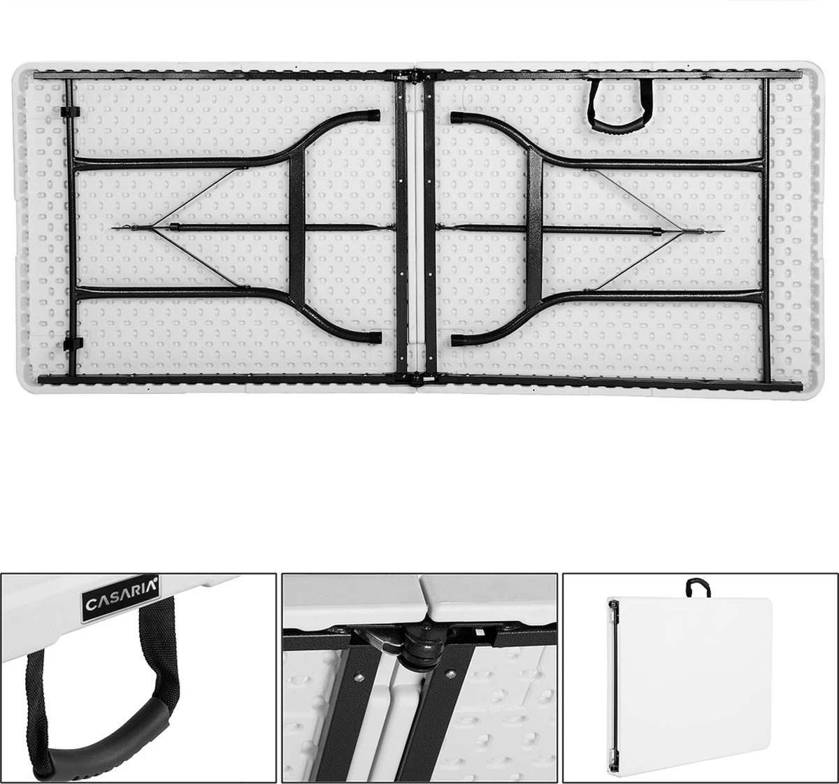 Casaria Tuintafel Opvouwbaar – Met Draaggreep 220x70 Cm – Wit 5 Casaria Tuintafel Opvouwbaar – Met Draaggreep 220x70 Cm – Wit - Afbeelding 3
