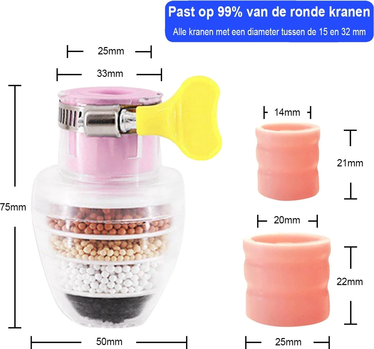 VINESS Waterfilter - Kraanfilter - Drinkwaterfilter - Waterzuivering - Waterbesparend - Duurzaam - Roze 10 VINESS Waterfilter - Kraanfilter - Drinkwaterfilter - Waterzuivering - Waterbesparend - Duurzaam - Roze - Afbeelding 8