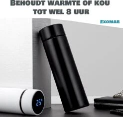 Exomar® Slimme Thermosfles Met LCD Temperatuur Display - Curver Isolatiefles 500 ML - Matte Finish - Thermosbeker - Isoleerfles - Dubbelwandige Thermosfles - Thermoskan - Travel Mug - Bidon Drinkfles - Drinkflessen - RVS - Koffiebeker - Smart Thermos -Buiten Kamperen 1200x1145 6