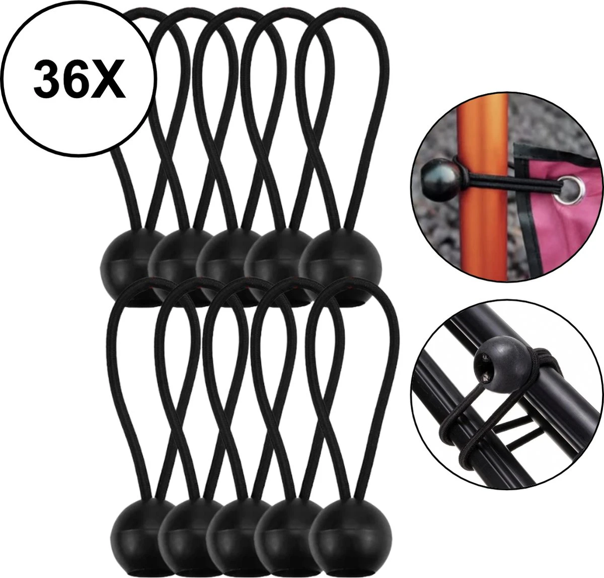 PD® - Spanelastiek - Zwart - Elastiek Koord - Spanrubbers - Elastiek Met Bal - Tentspanner - Tentelastiek - Tentspanners Met Bal - Elastiek Trampoline 4 PD® - Spanelastiek - Zwart - Elastiek Koord - Spanrubbers - Elastiek Met Bal - Tentspanner - Tentelastiek - Tentspanners Met Bal - Elastiek Trampoline - Afbeelding 2