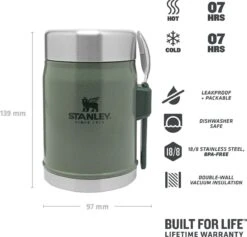 Stanley The Legendary Food Jar + Spork 0,4L - Thermosfles - Hammertone Green -Buiten Kamperen 1200x1151 3