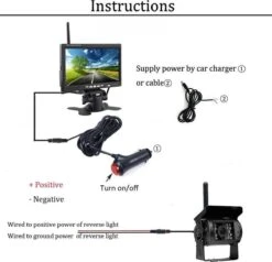 BrandWay Draadloze Auto Achteruitrijcamera Set Met Nachtzicht En 7 Inch Scherm - Achteruitrij Camera Draadloos Voor Auto / Camper / Caravan / Vrachtwagen / Landbouw -Buiten Kamperen 1200x1154