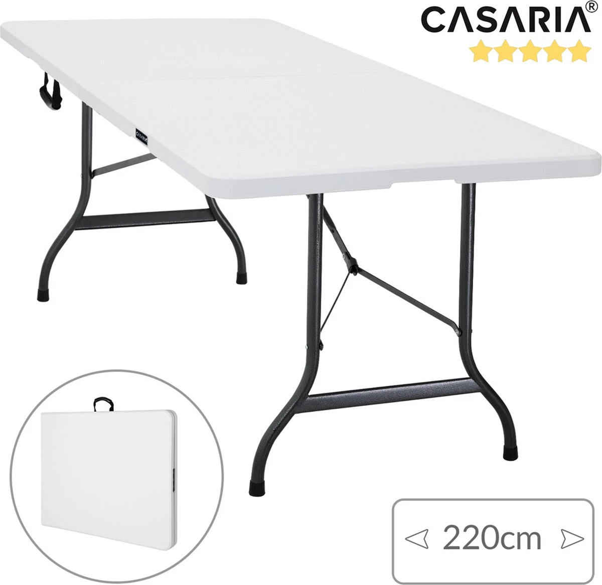 Casaria Tuintafel Opvouwbaar – Met Draaggreep 220x70 Cm – Wit 4 Casaria Tuintafel Opvouwbaar – Met Draaggreep 220x70 Cm – Wit - Afbeelding 2