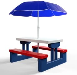 Merkloos Kinder Picknicktafel Met Parasol - Blauw 18 Merkloos Kinder Picknicktafel Met Parasol - Blauw -Buiten Kamperen 1200x1167