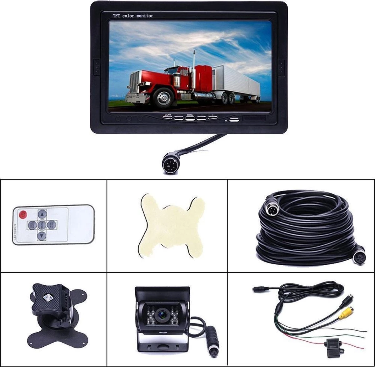 BrandWay Bedrade Achteruitrijcamera Set Met 7 Inch Scherm - Achteruitrij Camera Bedraad Voor Auto - Camper - Caravan - Vrachtwagen - Landbouw 4 BrandWay Bedrade Achteruitrijcamera Set Met 7 Inch Scherm - Achteruitrij Camera Bedraad Voor Auto - Camper - Caravan - Vrachtwagen - Landbouw - Afbeelding 2