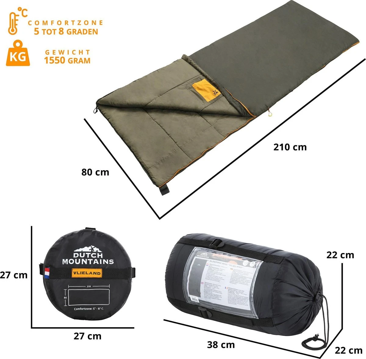 Dutch Mountains Slaapzak Vlieland XL - Grote Katoenen 210 X 80cm Lichtgewicht - Incl. Tasje En Tochtstrip -Comfortzone: 5-8 Graden- 7 Dutch Mountains Slaapzak Vlieland XL - Grote Katoenen 210 X 80cm Lichtgewicht - Incl. Tasje En Tochtstrip -Comfortzone: 5-8 Graden- - Afbeelding 5