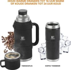 MacGyver RVS Thermoskan 1.5 Ltr – RVS Thermosbeker 0,55 Ltr - Langdurig Warm/koud - Zwart -Buiten Kamperen 1200x1180 5