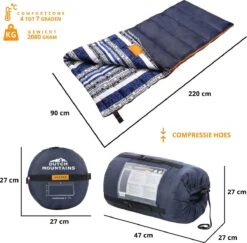 Dutch Mountains Slaapzak Goeree XL - Kussen 25x15cm - 220x90cm Katoenen Slaapzak - Tochtstrip -Buiten Kamperen 1200x1182 3