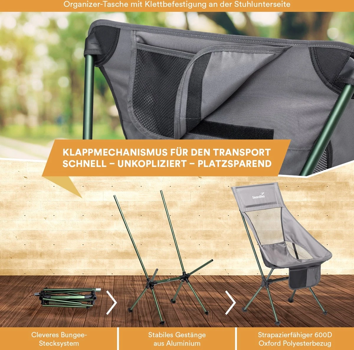 Skandika Campingstoel Compact SET – Campingstoelen – Campingstoel Tot 150 Kg Belastbaar - Kampeerstoel, Visstoel, Kleine Pakmaat, Opvouwbaar, Stabiel, Licht, Comfortabel Gepolsterd – Draagtas Meegeleverd – Vouwstoel – Kampeermeubelen – Grijs 6 Skandika Campingstoel Compact SET – Campingstoelen – Campingstoel Tot 150 Kg Belastbaar - Kampeerstoel, Visstoel, Kleine Pakmaat, Opvouwbaar, Stabiel, Licht, Comfortabel Gepolsterd – Draagtas Meegeleverd – Vouwstoel – Kampeermeubelen – Grijs - Afbeelding 4