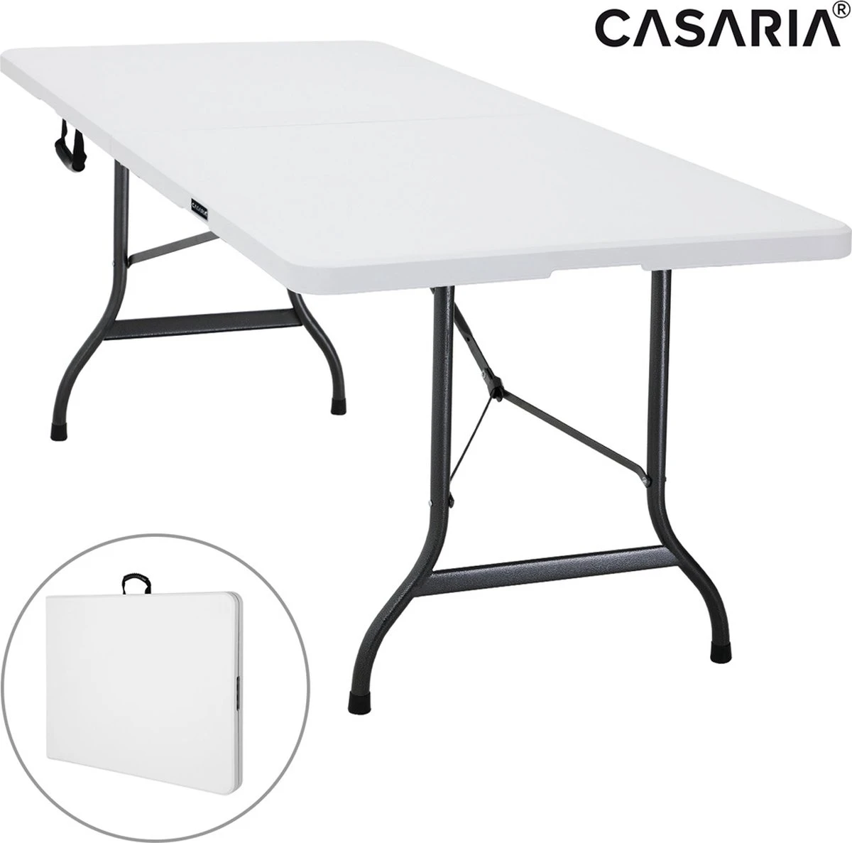 Casaria Tuintafel Opvouwbaar – Met Draaggreep 220x70 Cm – Wit 7 Casaria Tuintafel Opvouwbaar – Met Draaggreep 220x70 Cm – Wit - Afbeelding 5