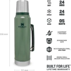 Stanley The Legendary Classic Bottle 1,00L - Thermosfles - Hammertone Green -Buiten Kamperen 1200x1196 22