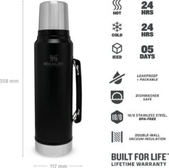 Stanley The Legendary Classic Bottle 1,00L - Thermosfles - Matte Black 20 Stanley The Legendary Classic Bottle 1,00L - Thermosfles - Matte Black -Buiten Kamperen 1200x1196 23