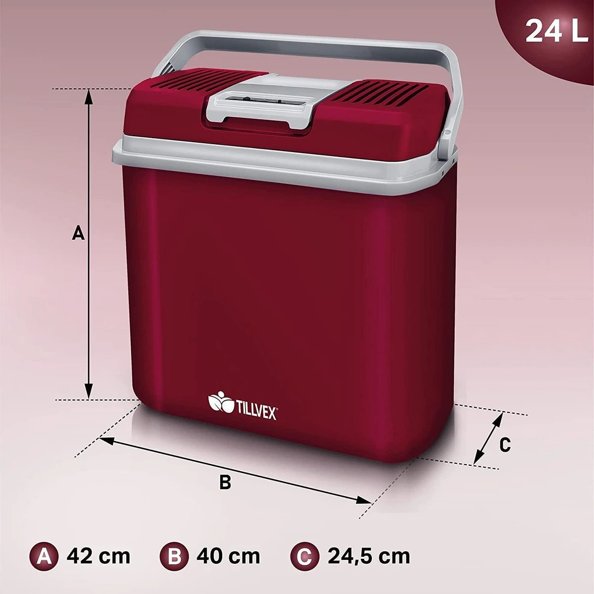Tillvex- Koelbox, Coolbox, 24 Liter, Rood 9 Tillvex- Koelbox, Coolbox, 24 Liter, Rood - Afbeelding 7