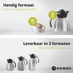 Hendi Thermoskan 2 Liter - Isoleerkan Met Drukknop - Zwart - Ø14,5x(H)26cm -Buiten Kamperen 1200x1200 1035