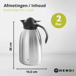Hendi Thermoskan 2 Liter - Isoleerkan Met Drukknop - Zwart - Ø14,5x(H)26cm -Buiten Kamperen 1200x1200 1037