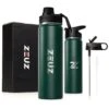ZEUZ® Premium RVS Thermosfles & Drinkfles – Waterfles Met Rietje - BPA Vrij – 700 Ml - Mat Groen -Buiten Kamperen 1200x1200 1079