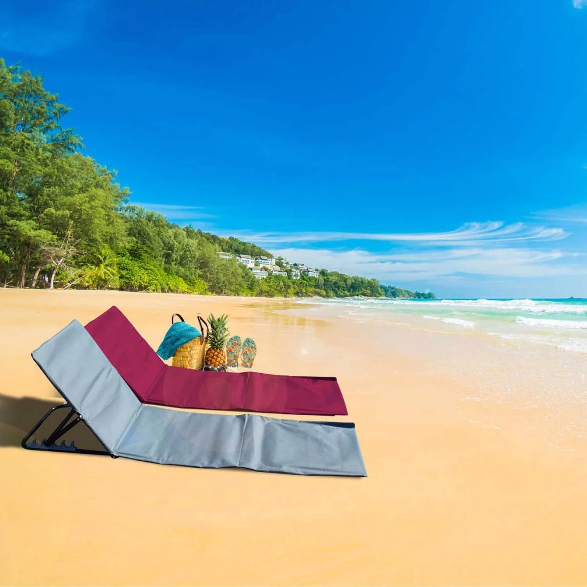 Strandmat Opvouwbaar Met Schouderband - Strandstoel Grijs 145x47x52 9 Strandmat Opvouwbaar Met Schouderband - Strandstoel Grijs 145x47x52 - Afbeelding 7