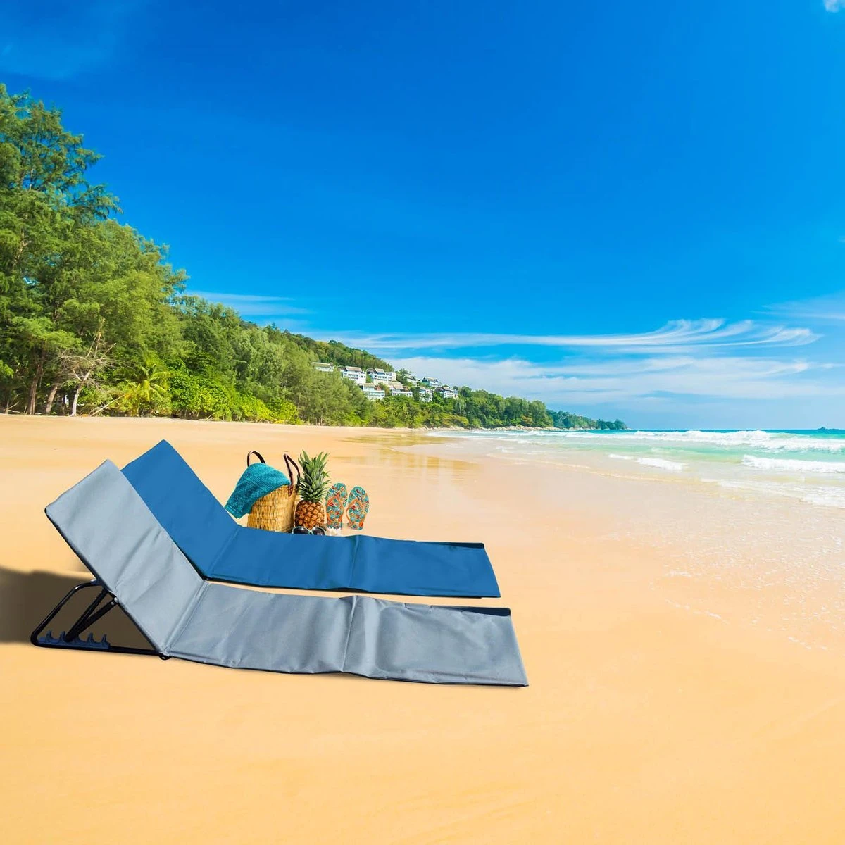 Strandmat Opvouwbaar Met Schouderband - Strandstoel Grijs 145x47x52 10 Strandmat Opvouwbaar Met Schouderband - Strandstoel Grijs 145x47x52 - Afbeelding 8