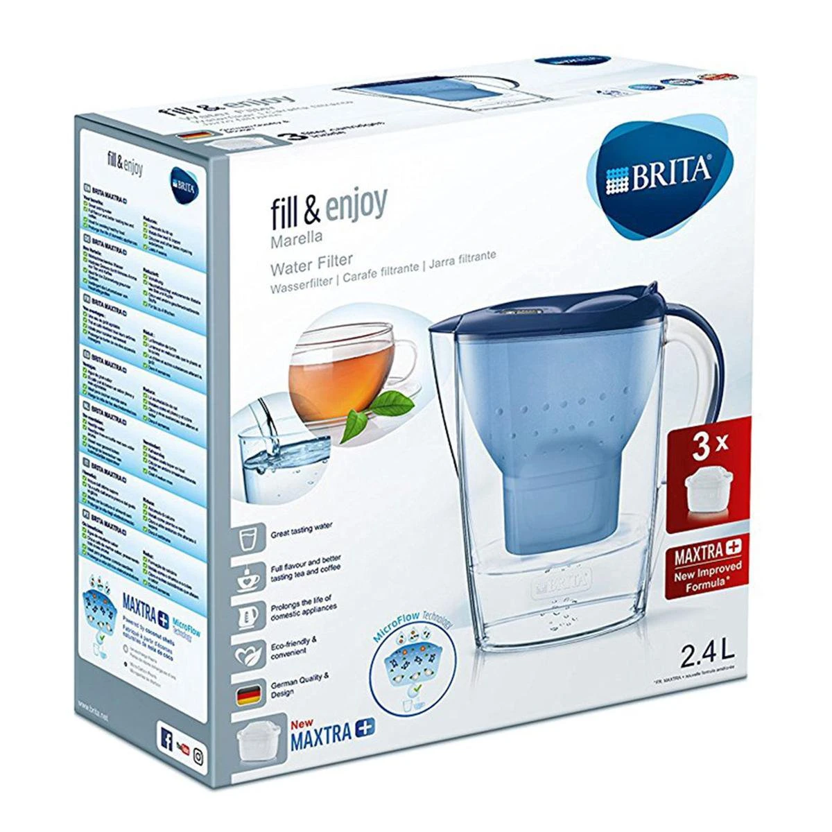 BRITA - Waterfilterkan Marella Cool - Blauw - 2,4L + 3 MAXTRA+ Waterfilterpatronen 5 BRITA - Waterfilterkan Marella Cool - Blauw - 2,4L + 3 MAXTRA+ Waterfilterpatronen - Afbeelding 3