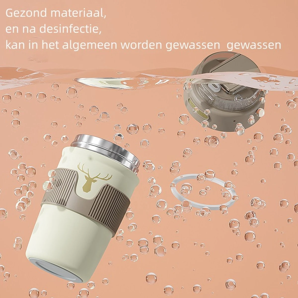 Floraweg Cup - Drinkbeker To GO- Lekvrij Dubbelwandig ,RVS 316, Thermosbeker Koffiebeker- Koffie En Thee - 400ml Waarschuw En Koud Drankje- Grijs 5 Floraweg Cup - Drinkbeker To GO- Lekvrij Dubbelwandig ,RVS 316, Thermosbeker Koffiebeker- Koffie En Thee - 400ml Waarschuw En Koud Drankje- Grijs - Afbeelding 3