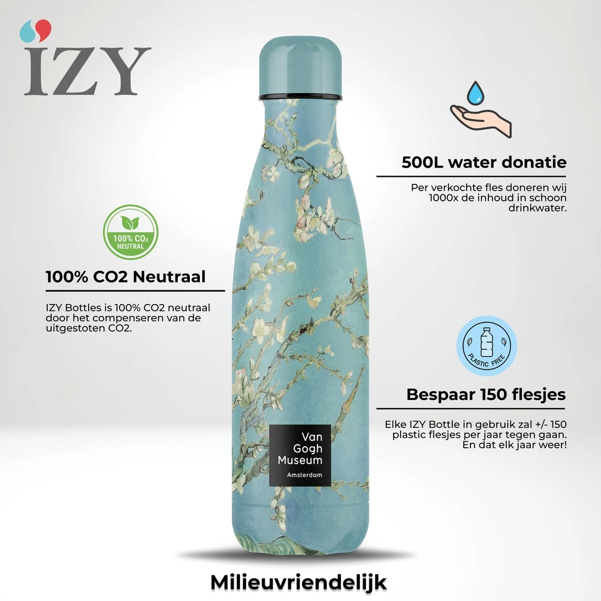 IZY Bottles X Van Gogh Museum - Amandelbloesem | 500 ML | Thermosfles | Drinkfles | Waterfles | Schoolfles | Isoleerfles | Beker | Drinkbeker | Koud | Warm | Fles | Back To School | 500ml 5 IZY Bottles X Van Gogh Museum - Amandelbloesem | 500 ML | Thermosfles | Drinkfles | Waterfles | Schoolfles | Isoleerfles | Beker | Drinkbeker | Koud | Warm | Fles | Back To School | 500ml - Afbeelding 3