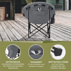 Skandika Moonchair Sirkka – Campingstoelen – Klapstoel – Vouwstoel – Kampeerstoel - Grote, Comfortabele, Campingstoel Opvouwbaar, Gepolsterd, Koelvak, Drinkhouder, Draaggreep En Draagtas, Antislipvoetjes - Max. 150 Kg – Zwart/grijs 12 Skandika Moonchair Sirkka – Campingstoelen – Klapstoel – Vouwstoel – Kampeerstoel - Grote, Comfortabele, Campingstoel Opvouwbaar, Gepolsterd, Koelvak, Drinkhouder, Draaggreep En Draagtas, Antislipvoetjes - Max. 150 Kg – Zwart/grijs -Buiten Kamperen 1200x1200 40