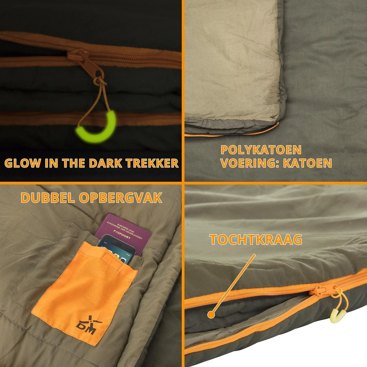 Dutch Mountains Slaapzak Vlieland XL - Grote Katoenen 210 X 80cm Lichtgewicht - Incl. Tasje En Tochtstrip -Comfortzone: 5-8 Graden- 5 Dutch Mountains Slaapzak Vlieland XL - Grote Katoenen 210 X 80cm Lichtgewicht - Incl. Tasje En Tochtstrip -Comfortzone: 5-8 Graden- - Afbeelding 3