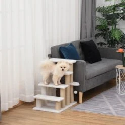 PawHut Huisdierentrap Met Krabpaal Bal 4 Treden Kattentrap Dierentrap Pluche Jute D06-093 21 PawHut Huisdierentrap Met Krabpaal Bal 4 Treden Kattentrap Dierentrap Pluche Jute D06-093 -Buiten Kamperen 1200x1200 799