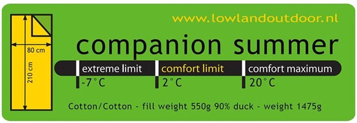 Lowland Outdoor Companion Summer Slaapzak - Dekenmodel Slaapzak - 210 X 80 Cm - Groen 14 Lowland Outdoor Companion Summer Slaapzak - Dekenmodel Slaapzak - 210 X 80 Cm - Groen - Afbeelding 12