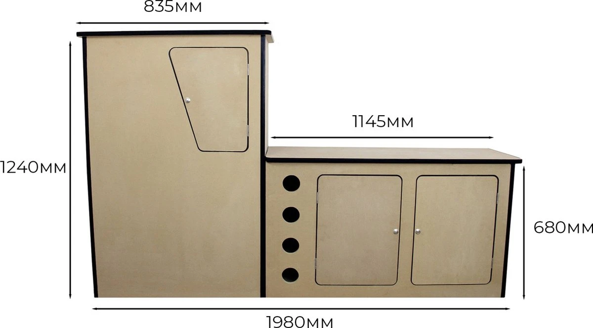 Camper Keuken MDF - Linkerkant EU - Inclusief Kledingstang + Wijnrek - Onbewerkt - Inbouw Kasten Inrichting Kampeerauto Caravan 12 Camper Keuken MDF - Linkerkant EU - Inclusief Kledingstang + Wijnrek - Onbewerkt - Inbouw Kasten Inrichting Kampeerauto Caravan - Afbeelding 10