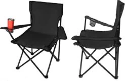 Campingstoel Vouwstoel Visstoel - Zwart - Draaggewicht 100kg -Buiten Kamperen 1200x783