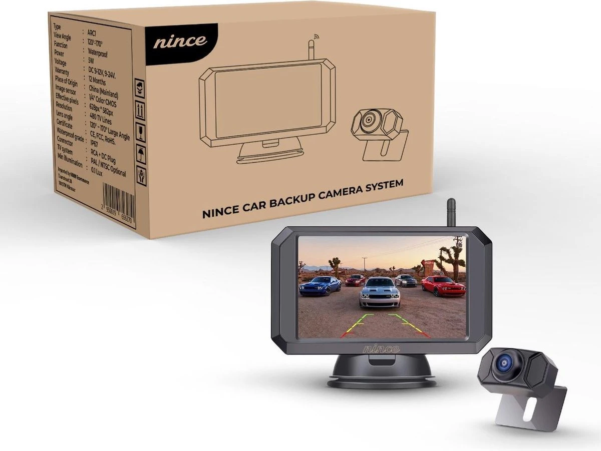 Nince ARC1 Draadloze Achteruitrijcamera Draadloos 2022 Model - 5 Inch Digitale Achteruit Rijcamera Met IR Nachtzicht - 2 Kanaals 14 Nince ARC1 Draadloze Achteruitrijcamera Draadloos 2022 Model - 5 Inch Digitale Achteruit Rijcamera Met IR Nachtzicht - 2 Kanaals - Afbeelding 12