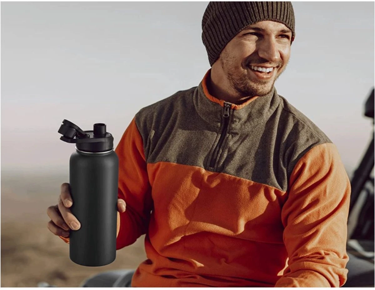 Thermosfles - Onyx Black - 1 Liter - Extra Dop Met Rietje & Drinktuit - Thermosflessen - Isoleerfles - BPA Vrij - Lekvrij - Thermoskan - Isoleerbeker - Thermosbeker 7 Thermosfles - Onyx Black - 1 Liter - Extra Dop Met Rietje & Drinktuit - Thermosflessen - Isoleerfles - BPA Vrij - Lekvrij - Thermoskan - Isoleerbeker - Thermosbeker - Afbeelding 5